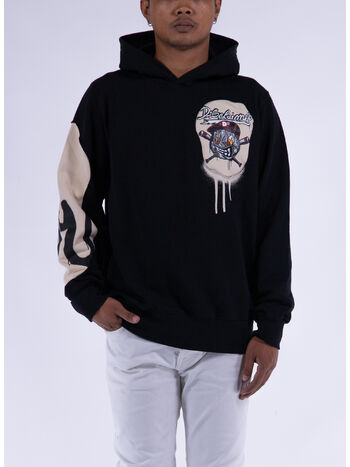 FELPA HOODIE CON STAMPA, NERO, small