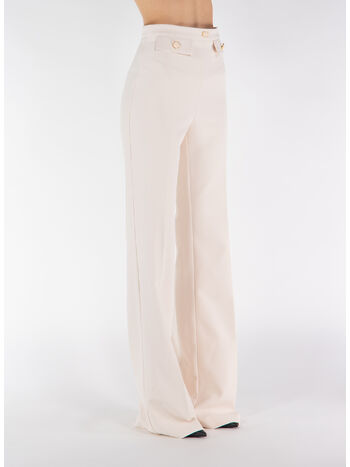 PANTALONE A PALAZZO IN CRÊPE STRETCH CON PATTE, 193, small