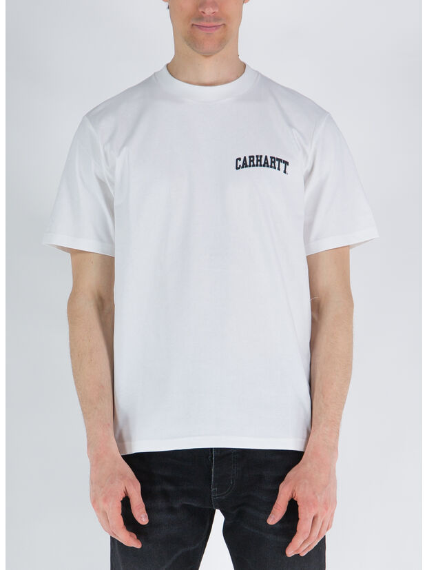 T-SHIRT S/S UNIVERSITY SCRIPT, 00AXX WHITE/BLACK, large