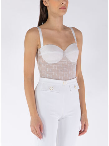 TOP BUSTIER IN TULLE CON LOGO, 360, small