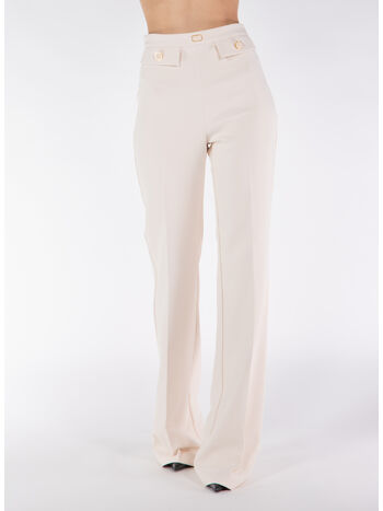 PANTALONE A PALAZZO IN CRÊPE STRETCH CON PATTE, 193, small