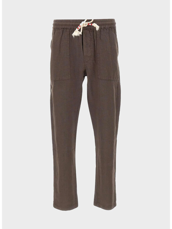 PANTALONE CALAIS, 00920L LINEN 18H DARK BROWN, medium