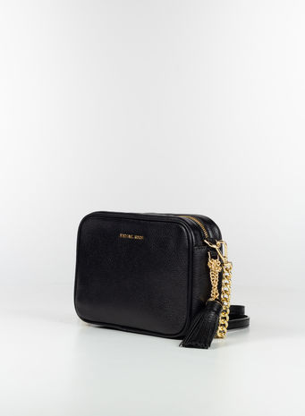 BORSA A TRACOLLA GINNY IN PELLE, BLACK, small