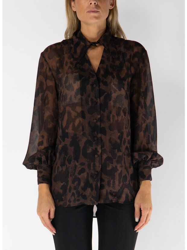 CAMICIA LS SEMITRASPARENTE LEOPARDATA, BROWN, large