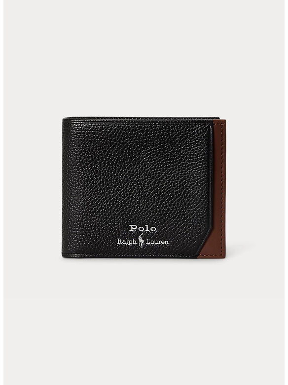 PORTAFOGLIO IN PELLE, BLACK/SADDLE, medium