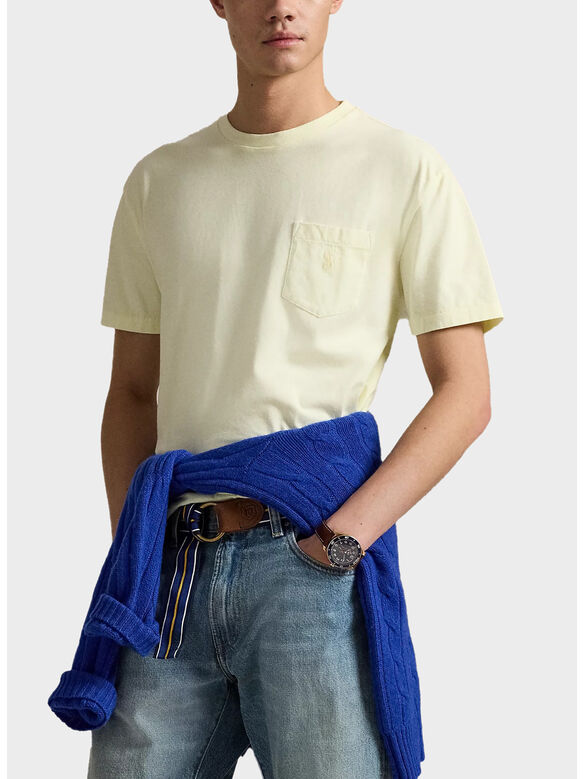 T-SHIRT CON TASCA A TINTURA MINERALE, LIME, medium