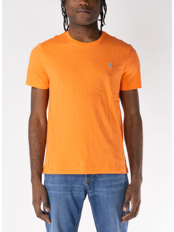 T-SHIRT GIROCOLLO A MANICHE CORTE CON LOGO RICAMATO, CLASSIC PEACH, medium