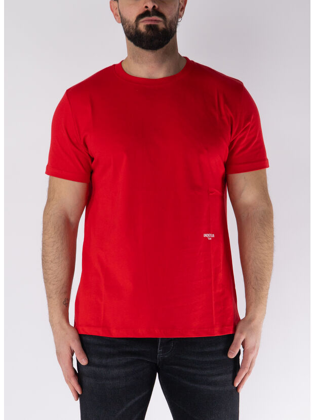 T-SHIRT GIROCOLLO A MANICHE CORTE, ROSSO, large