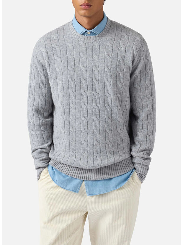 MAGLIONE REGENT BRAID WOOL, 00035I 15MLLIGHTMELANGE, large