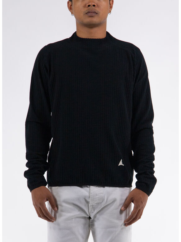 FELPA GRID MOCKNECK, BLK0001 BLACK, medium