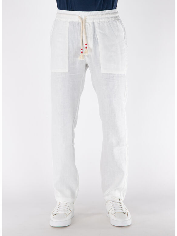 PANTALONE CALAIS LINEN, 01896H 01 WHITE, medium