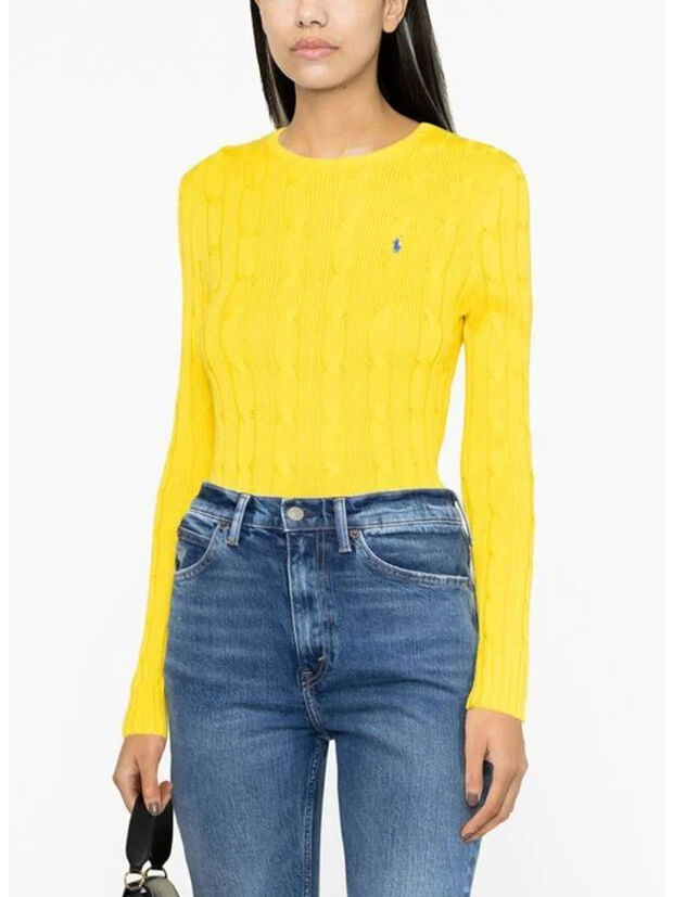 MAGLIONE A GIROCOLLO TRECCIATO, TRAINER YELLOW, large