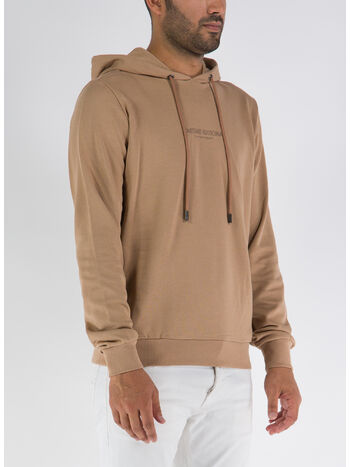 FELPA CON CAPPUCCIO, CAMMELLO, small
