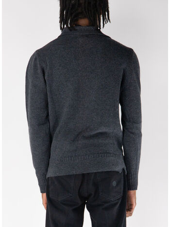 MAGLIONE CON COLLO A POLO SENZA BOTTONI AAGRO, 09 GRIGIO SCURO, small