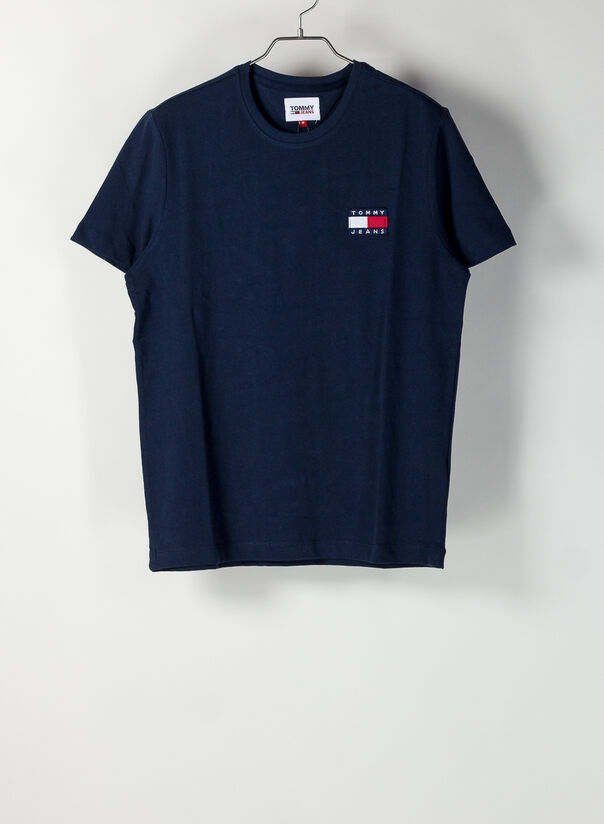 T-SHIRT IN COTONE BIOLOGICO CON DISTINTIVO TOMMY, C87NAVY, large