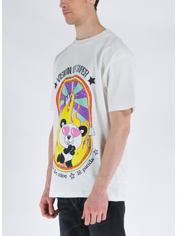 T-SHIRT WITH IN LOVE PANDY PRINT, OFF WHITE, small
