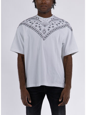 T-SHIRT PAISLEY PRINT, 0110 WHITE BLACK, small