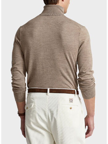 PULLOVER A COLLO ALTO, LIGHT WALNUT HTHR, small