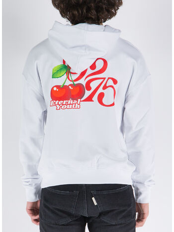 FELPA CON CAPPUCCIO E STAMPA POSTERIORE, V3 BIANCO, small