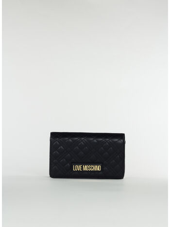 BORSA TRAPUNTATA CON LOGO, 000 NERO, small