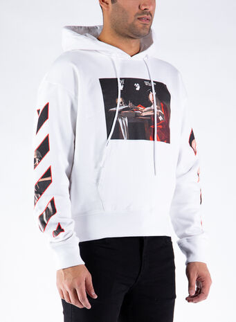 FELPA CARAVAGGIO OVER HOODIE, 0125WHITERED, small