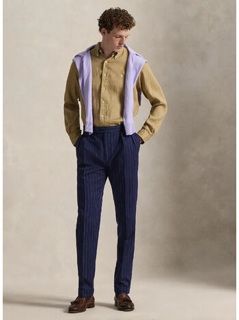 CAMICIA IN LINO SLIM-FIT, CAFE TAN, small