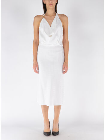 ABITO MIDI IN VISCOSA JACQUARD CON SCOLLATURA SULLA SCHIENA, 360 AVORIO, small