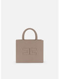 BORSA TOTE PICCOLA CON IMPUNTURE A CONTRASTO, DC4 GREIGE, thumb