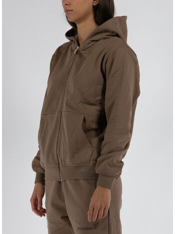 FELPA FULL ZIP CON CAPPUCCIO, TORTORA, small