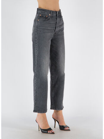 JEANS RIBCAGE STRAIGHT ANKLE, BLACK, small