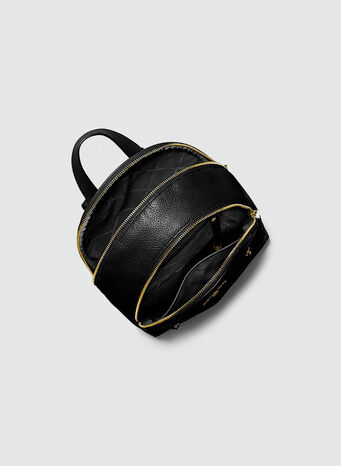 ZAINO BROOKLYN MEDIO IN PELLE MARTELLATA, 001BLACK, small