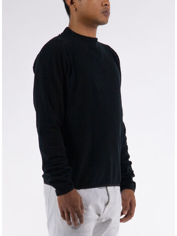 FELPA GRID MOCKNECK, BLK0001 BLACK, small