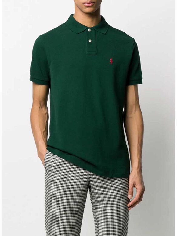 POLO A MANICHE CORTE CON LOGO RICAMATO, COLLEGE GREEN, medium