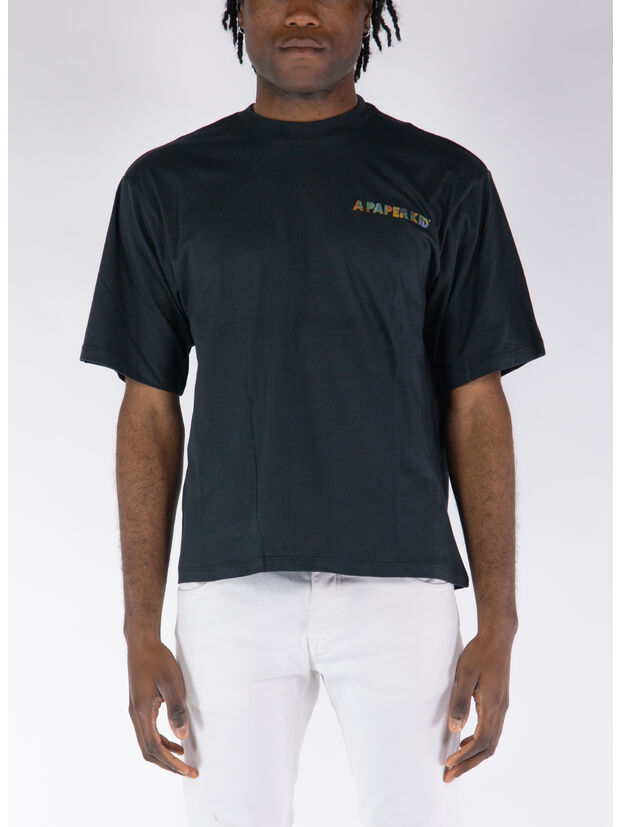 T-SHIRT CON STAMPA POSTERIORE, 110 BLACK, large