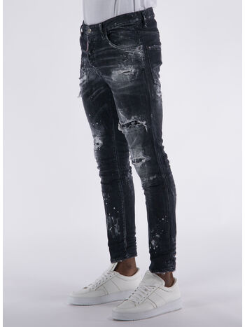 JEANS SUPER SLIM PATCH BLACK DENIM, , small