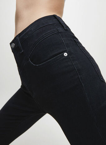 JEANS SUPER SKINNY STRETTI ALLA CAVIGLIA A VITA ALTA, 1BYAB045WASHEDBLACKY, small
