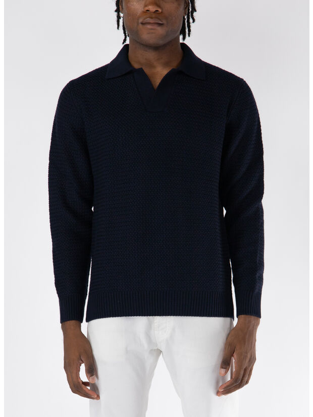 MAGLIONECON COLLETTO BUTTON DOWN, 890 BLU, large