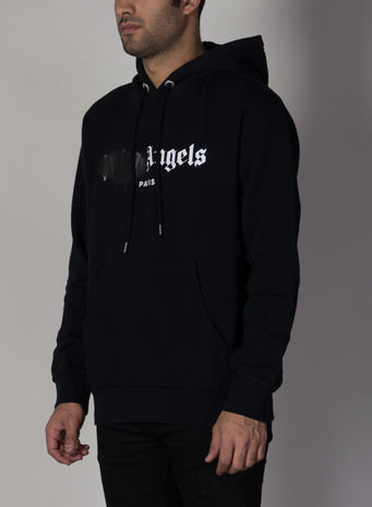 FELPA PARIS SPRAYED LOGO HOODY, BLACK/WHITE, small
