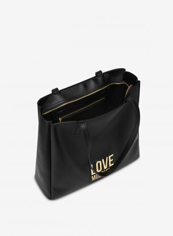 BORSA SHOPPER GOLD METAL LOGO, 00ANERO, small
