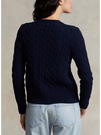 CARDIGAN CON BOTTONI IN MAGLIA TRECCIATO, HUNTER NAVY, small