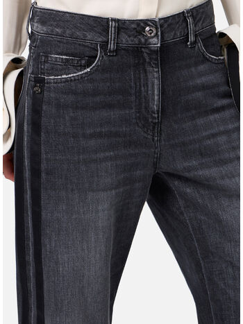 JEANS CON BANDE IN RASO, 102 BLACK DENIM, small
