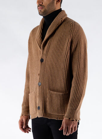 CARDIGAN SCIALLATO, 32612CAMMELLO, small