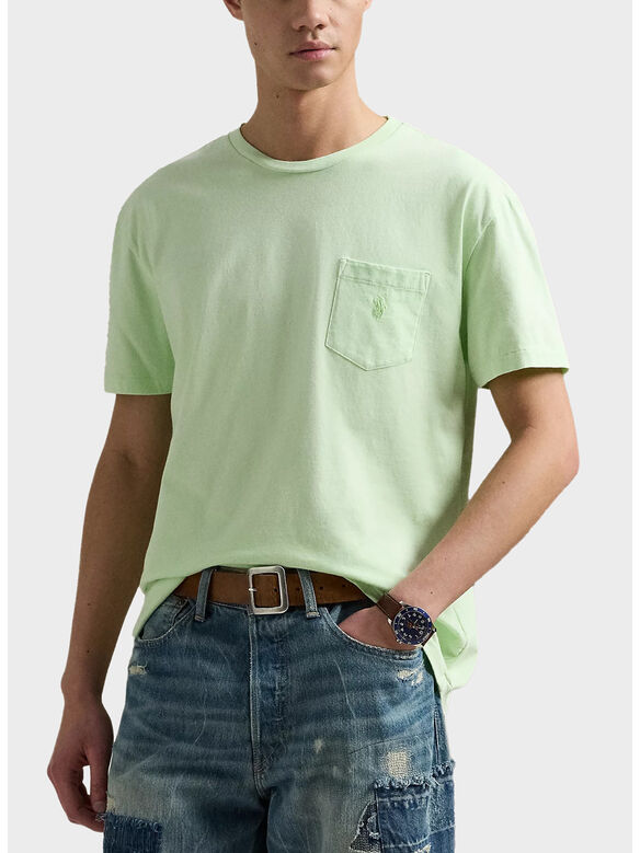T-SHIRT CON TASCA A TINTURA MINERALE, LEAF, medium