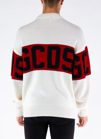 MAGLIONE LOGO SWEATER, 01WHITE, small