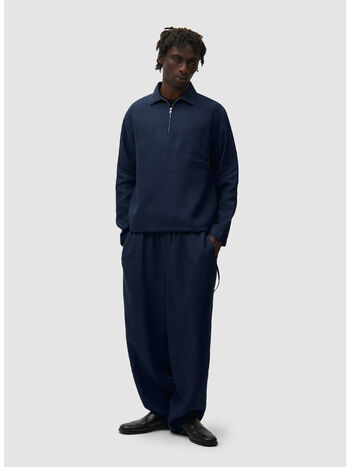 PULLOVER LINEN QUARTER ZIP, 450 NAVY, small