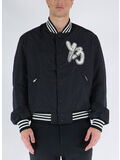 GIACCA VARSITY BOMBER, BLACK/OWHITE, thumb
