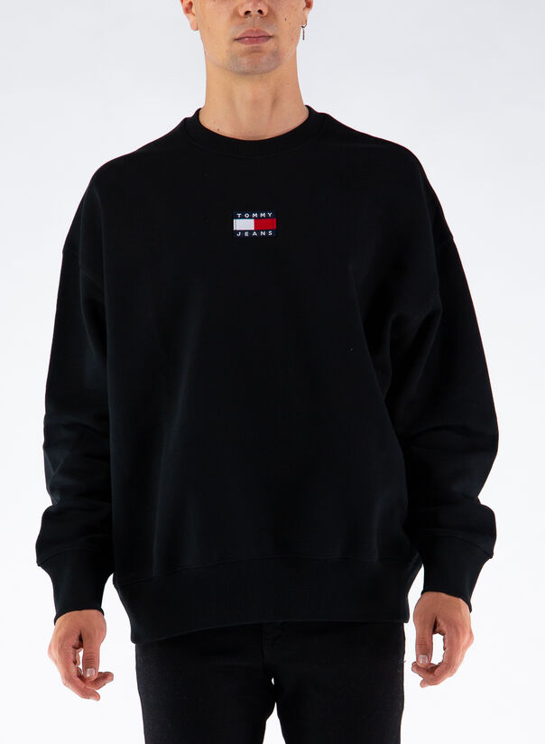 TOMMY HILFIGER FELPA TOMMY BADGE CREW Nero Uomo | Selecteur