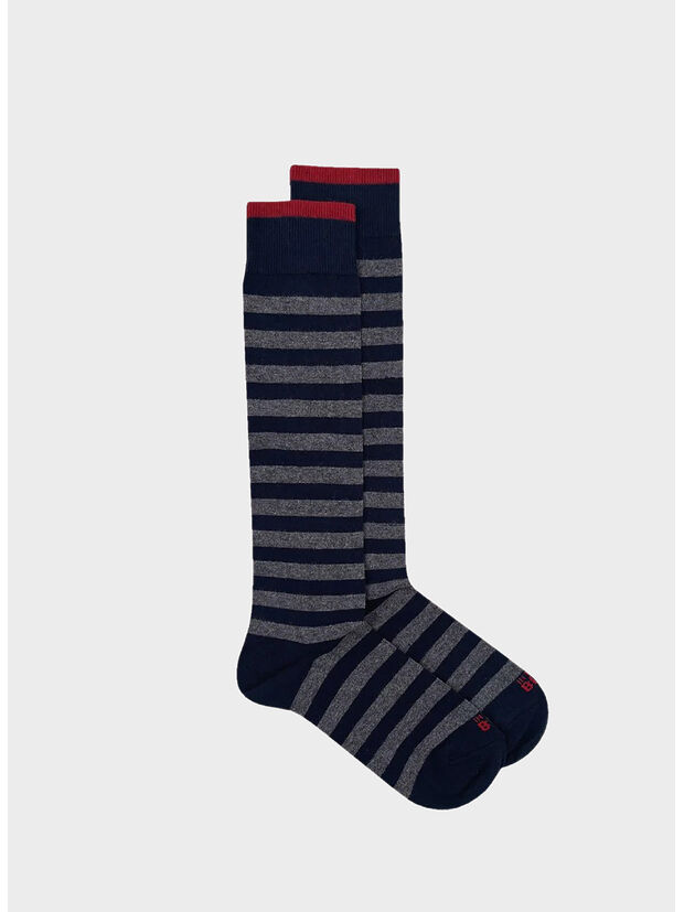 CALZA STRIPE RUGBY UNISEX, 0017 BLU / GRIGIO SCURO, large