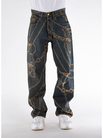 JEANS DESTROYED CHAIN BATTER, GLD GOLD, small