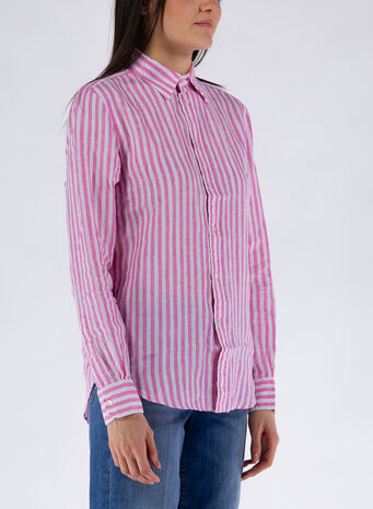 CAMICIA IN LINO, 015MAUIPINKWHITE, small